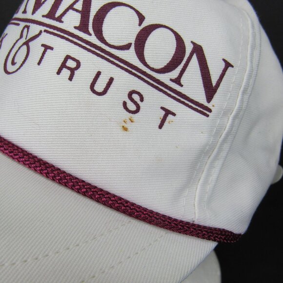 First Macon Bank & Trust Graphic Logo Men White Wide Brim Adj Strap Back Cap Hat - Picture 3 of 10